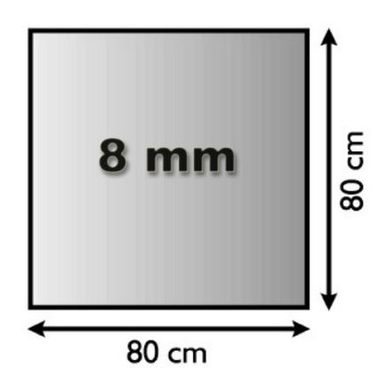 Vidro sob a lareira 800x800x8 mm quadrado