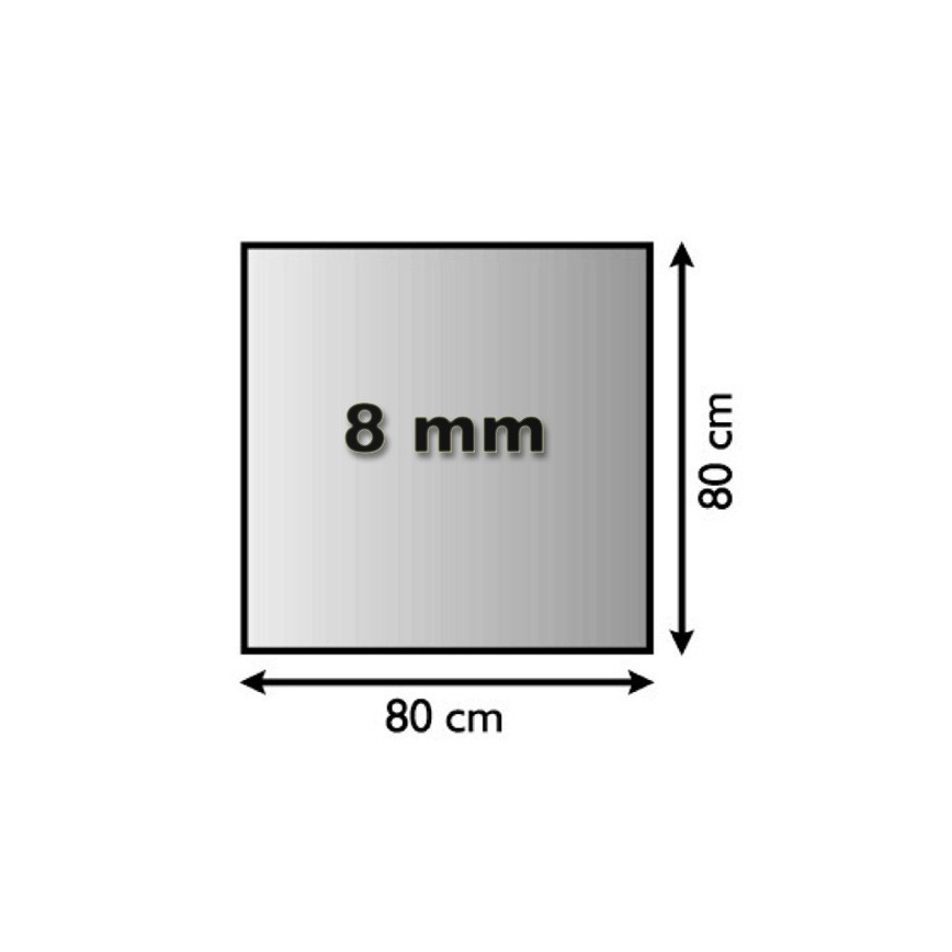 Vidro sob a lareira 800x800x8 mm quadrado