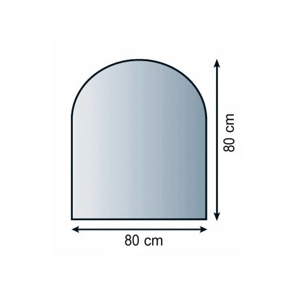 Vidro sob a lareira 800x800x8 mm semi-arco