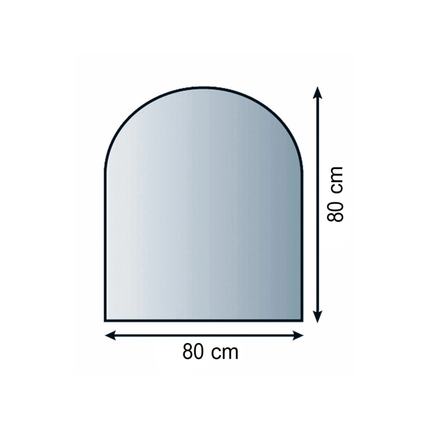 Vidro sob a lareira 800x800x8 mm semi-arco