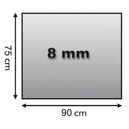 Vidro sob a lareira 900x750x8 mm retângulo