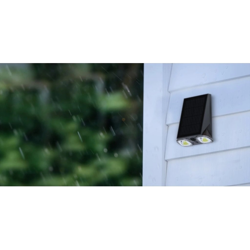 Viking - Aplique de parede solar LED regulável e flexível com sensor LED 1,3 W / 3,7 V IP44 4000 K 2000 mAh