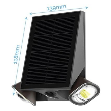 Viking - Aplique de parede solar LED regulável e flexível com sensor LED 1,3 W / 3,7 V IP44 4000 K 2000 mAh
