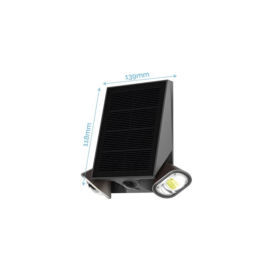 Viking - Aplique de parede solar LED regulável e flexível com sensor LED 1,3 W / 3,7 V IP44 4000 K 2000 mAh