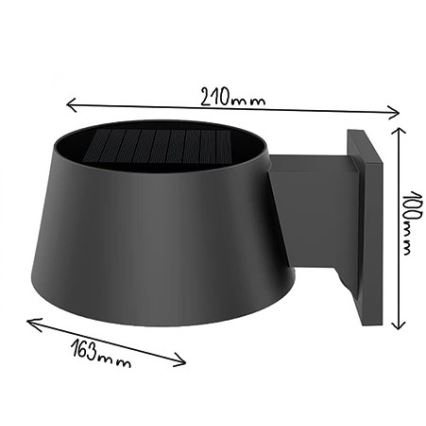 Viking - Candeeiro de parede solar LED dimerizável com sensor LED/1W/3,7V IP44 4000K 2000 mAh