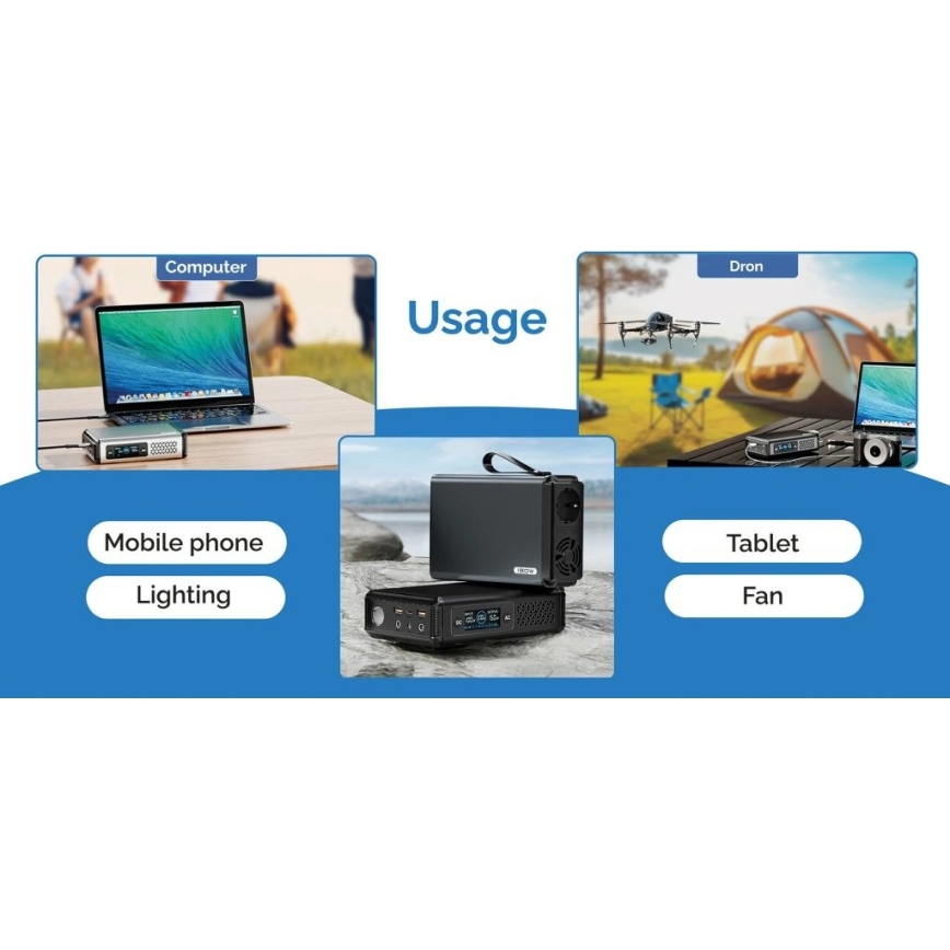 Viking - Estação de carregamento com ecrã LED Power Delivery 148 Wh