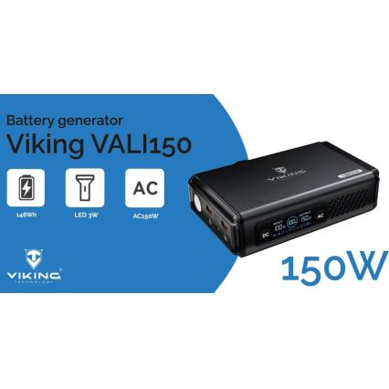 Viking - Estação de carregamento com ecrã LED Power Delivery 148 Wh