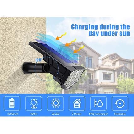 Viking - Lâmpada Solar LED/1W/3,7V IP65 6000K 2200 mAh