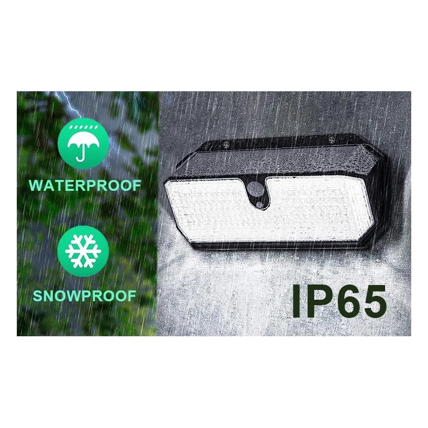Viking - Aplique LED solar de parede com sensor LED/2W/3,7V IP65 6000K 2200 mAh