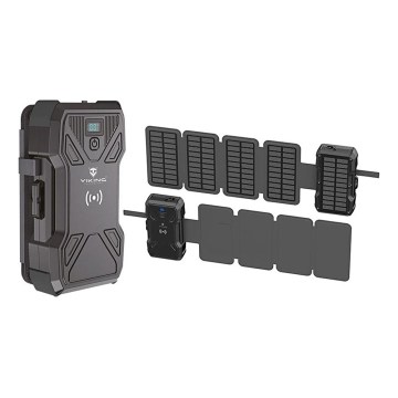 Viking - Power Bank com lanterna LED, carregamento sem fios e painel solar Power Delivery 22,5W/30000 mAh