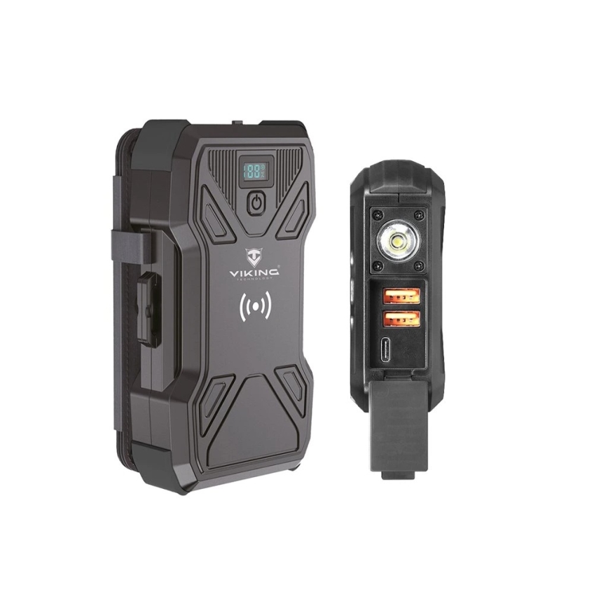 Viking - Power Bank com lanterna LED, carregamento sem fios e painel solar Power Delivery 22,5W/30000 mAh