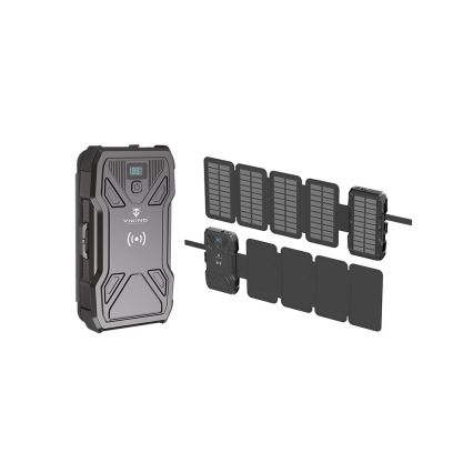 Viking - Power Bank com lanterna LED, carregamento sem fios e painel solar Power Delivery 22,5W/10000 mAh