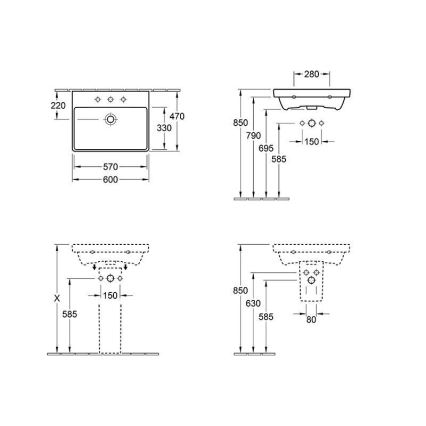 Villeroy & Boch 415860R1 - Lavatório suspenso AVENTO 60x47 cm cerâmica/branco