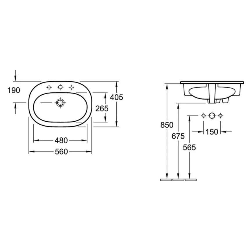 Villeroy & Boch 416156R1 - Lavatório embutido O.NOVO 56x41 cm cerâmica/branco