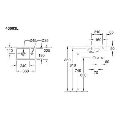 Villeroy & Boch 43003L01 - Lavatório suspenso AVENTO 36x22 cm cerâmica/branco