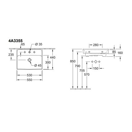Villeroy & Boch 4A335501 - Lavatório suspenso COLLARO 55x44 cm cerâmica/branco