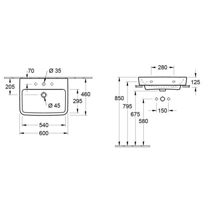 Villeroy & Boch 4A416G01 - Lavatório suspenso O.NOVO 60x46 cm cerâmica/branco