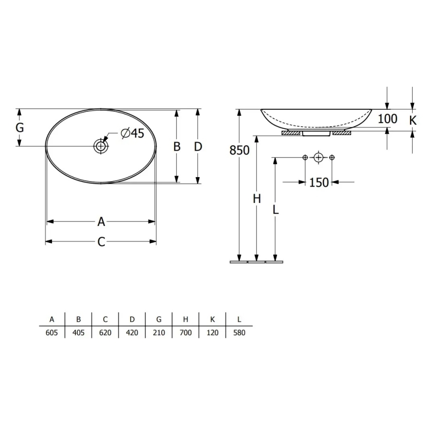 Villeroy & Boch 4A480001 - Lavatório de bancada LOOP&FRIENDS 62x42 cm cerâmica/branco