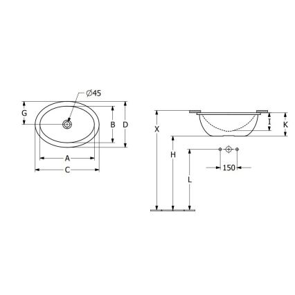 Villeroy & Boch 4A530001 - Lavatório de embutir LOOP&FRIENDS 43x29 cm cerâmica/branco