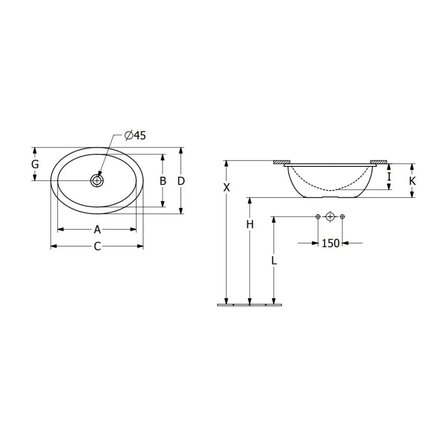 Villeroy & Boch 4A530001 - Lavatório de embutir LOOP&FRIENDS 43x29 cm cerâmica/branco