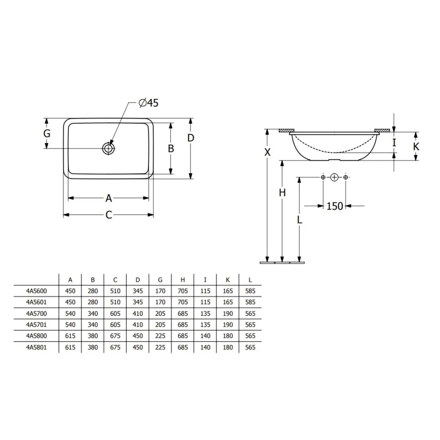 Villeroy & Boch 4A5601R1 - Lavatório encastrado LOOP&FRIENDS 45x28 cm cerâmica/branco
