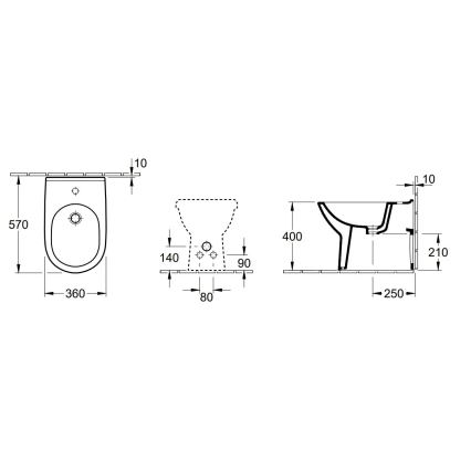 Villeroy & Boch 54610001 - Bidé de chão O.NOVO 57x36 cm cerâmica/branco