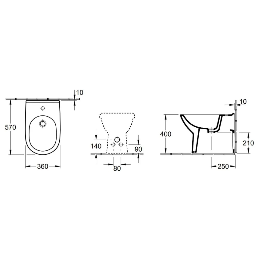 Villeroy & Boch 54610001 - Bidé de chão O.NOVO 57x36 cm cerâmica/branco
