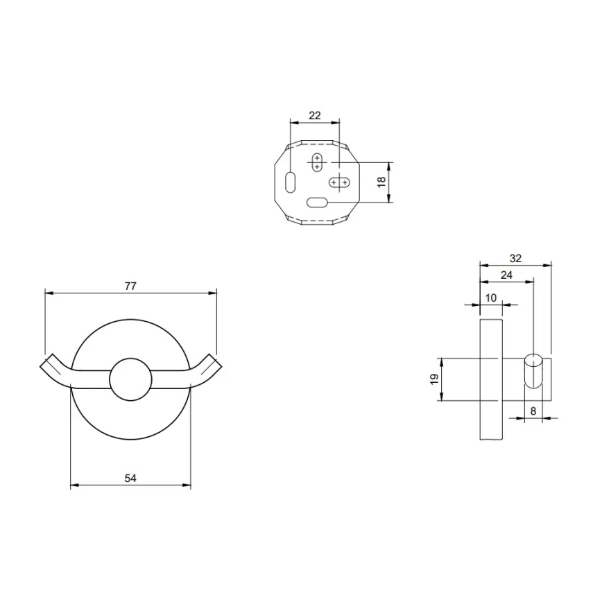 Villeroy & Boch TVA15101200061 - Gancho de parede ELEMENTS cromado brilhante