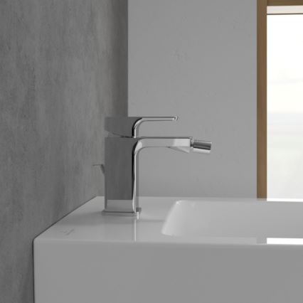 Villeroy & Boch TVB11200100061 - Misturador para bidé + válvula de escoamento SUBWAY 3.0, acabamento cromado brilhante