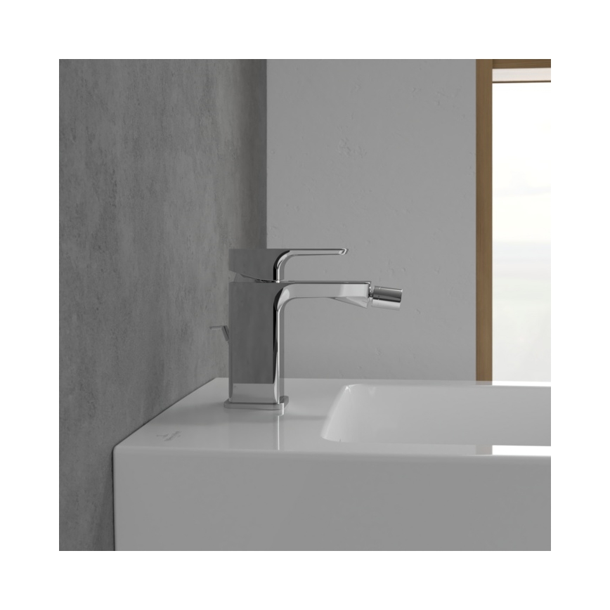 Villeroy & Boch TVB11200100061 - Misturador para bidé + válvula de escoamento SUBWAY 3.0, acabamento cromado brilhante