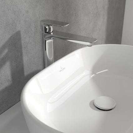 Villeroy & Boch TVW10410511061 - Misturador para lavatório + válvula de escoamento O.NOVO 29,5 cm cromado brilhante