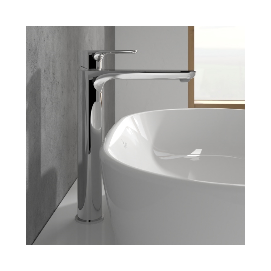 Villeroy & Boch TVW10410511061 - Misturador para lavatório + válvula de escoamento O.NOVO 29,5 cm cromado brilhante