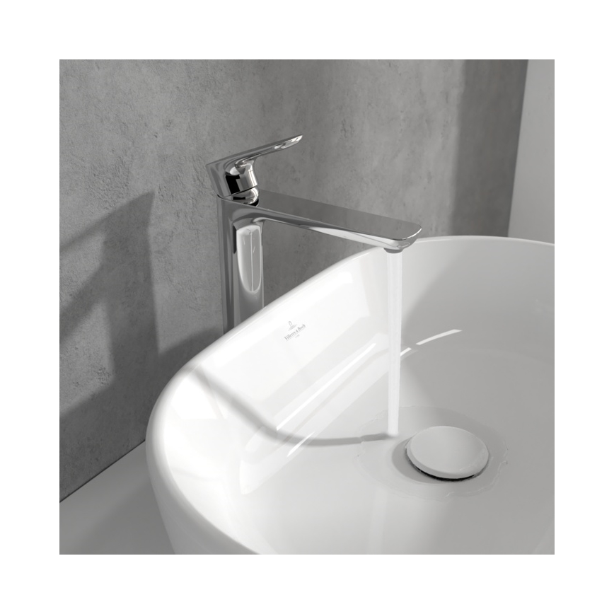 Villeroy & Boch TVW10410511061 - Misturador para lavatório + válvula de escoamento O.NOVO 29,5 cm cromado brilhante