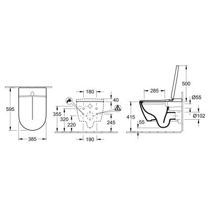 Villeroy & Boch V0E100R1 - Bidé suspenso com assento SoftClose VICLEAN cerâmica/branco +controlo remoto