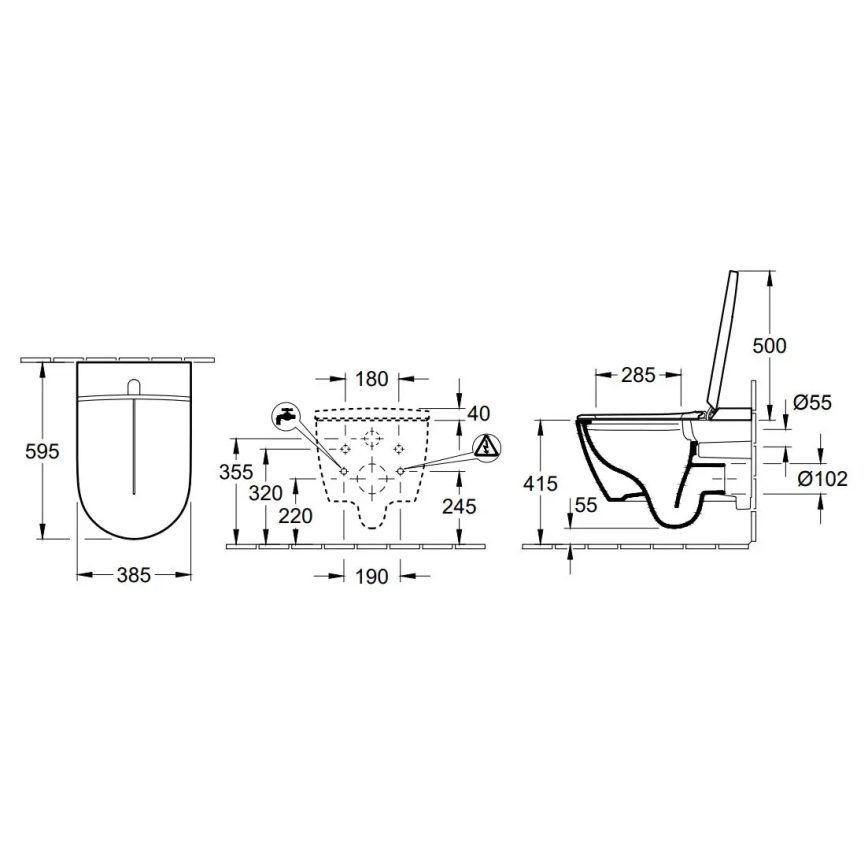 Villeroy & Boch V0E100R1 - Bidé suspenso com assento SoftClose VICLEAN cerâmica/branco +controlo remoto