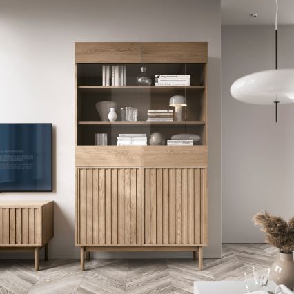Vitrine KIOTO 106x183x37 cm carvalho Cremona/vidro