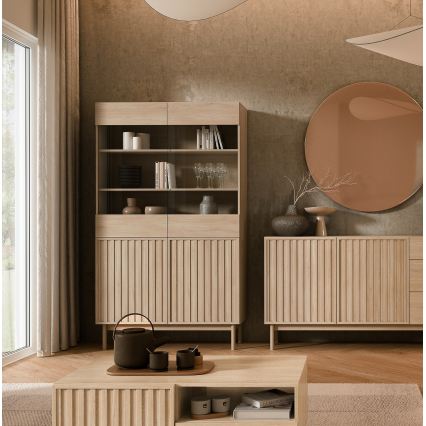 Vitrine KIOTO 106x183x37 cm carvalho Cremona/vidro