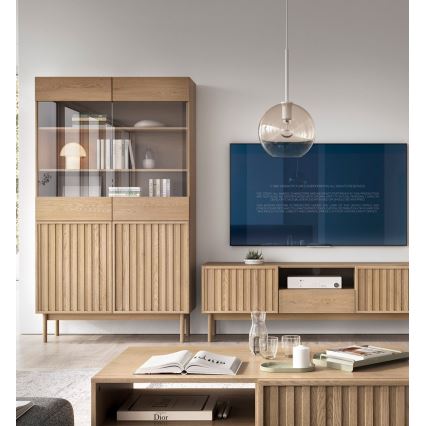 Vitrine KIOTO 106x183x37 cm carvalho Cremona/vidro