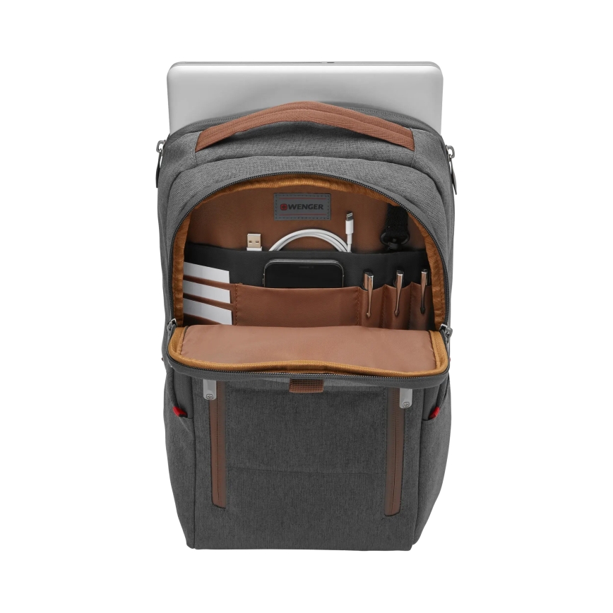 Wenger - Mochila para portátil 15 l 16 com bolso para tablet 12 + bolsa crossbody City Upgrade 2 em 1 cinza