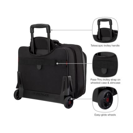 Wenger - Mala de viagem com rodas 23 l 17“ + saco para portátil 15,4” Potomac preto