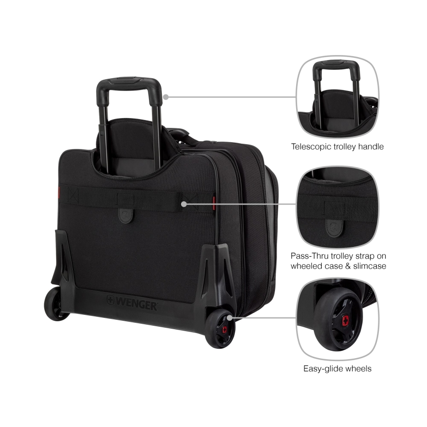 Wenger - Mala de viagem com rodas 23 l 17“ + saco para portátil 15,4” Potomac preto