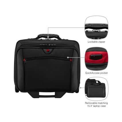 Wenger - Mala de viagem com rodas 23 l 17“ + saco para portátil 15,4” Potomac preto