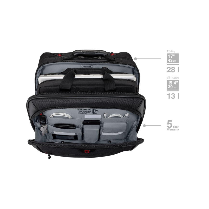 Wenger - Mala de viagem com rodas 23 l 17“ + saco para portátil 15,4” Potomac preto