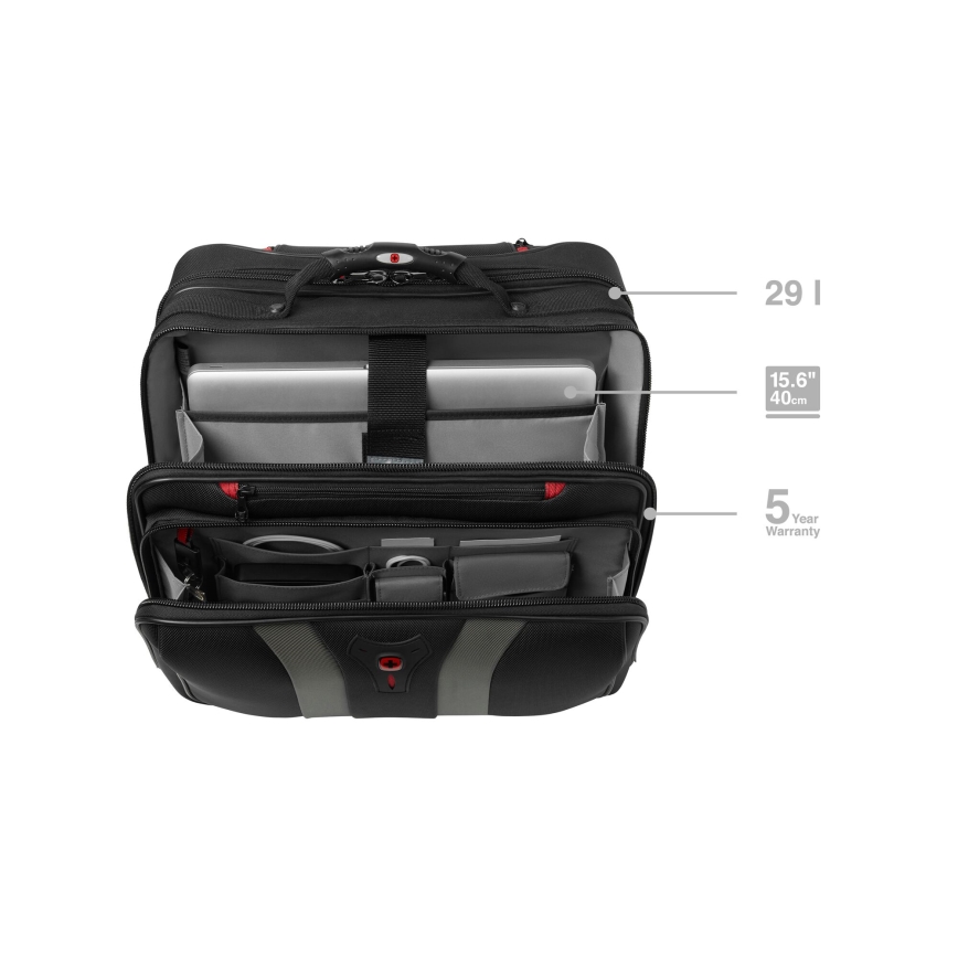 Wenger - Mala de viagem com rodas 29 l + mala para portátil 15,6 Granada preto