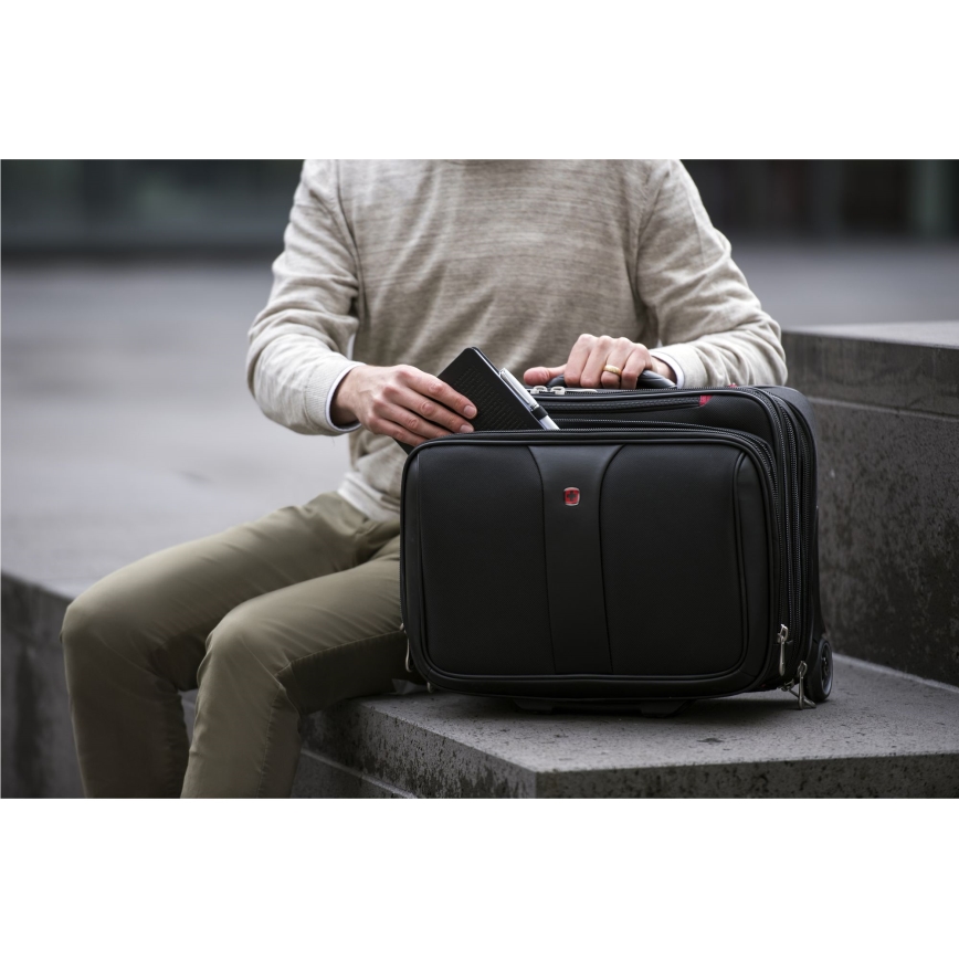 Wenger - Mala de viagem com rodas 25 l 17 + bolsa para portátil 15,6 Patriot preta