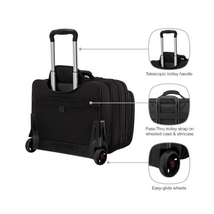Wenger - Mala de viagem com rodas 25 l 17 + bolsa para portátil 15,6 Patriot preta