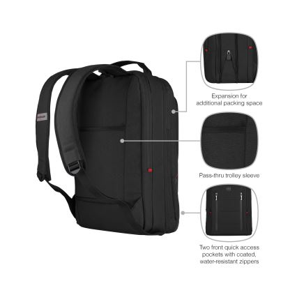 Wenger - Mochila para computador portátil 16 l 16 com bolsa para tablet 12 Cidade Traveler preto