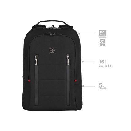 Wenger - Mochila para computador portátil 16 l 16 com bolsa para tablet 12 Cidade Traveler preto