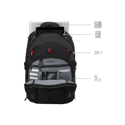 Wenger - Mochila para portátil 20 l 15 com bolso para tablet 10 Gigabyte preta