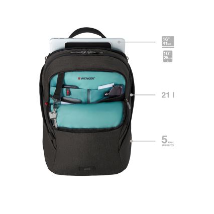 Wenger - Mochila para portátil 21 l 16 com bolso para tablet 10 MX Light preta